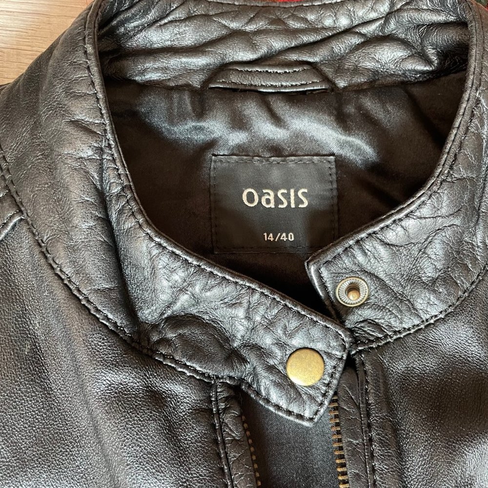 RESERVED - GENUINE LEATHER MOTO JACKET OASIS CROPPED - Picture 5 of 9